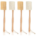 Bokon 4 Pack Natural Exfoliating Loofah Bath Back Brush Loofah Back Scrubber Long Handle for Shower Exfoliating Body Scrubber Luffa Sponge on a Stick for Men and Women, Cleans Hard to Reach Areas
