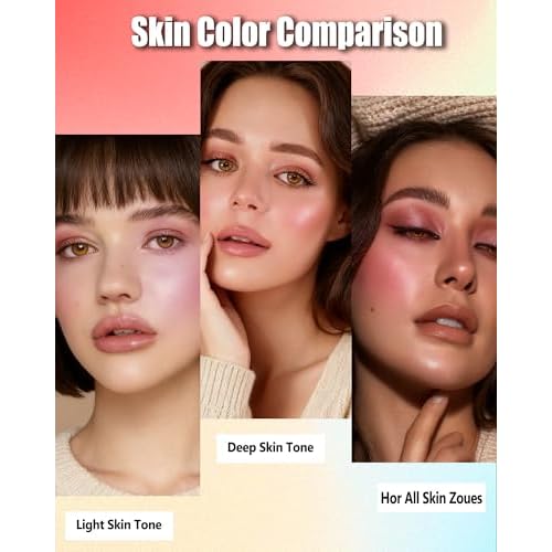 Baked Powder Blush, Lightweight Shimmery Highlight Blusher for Cheeks, Silky Smooth and Blendable Powder Blush Palette, Long-lasting All-Day Face Enhancing Makeup Color, Makeup Gift for Women Girls-01