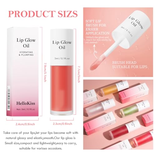 Hydrating Lip Glow Oil - Plumping Lip Gloss, Non-Stick, Fruit Flavored
