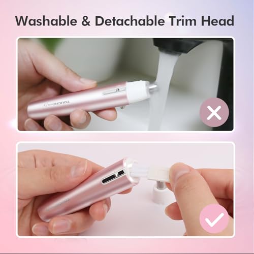 TOUCHBeauty Electric Ear and Nose Hair Trimmer for Women, Painless Round Tip for Sensitive Skin, Mini Portable Shaver with Travel Case, Easy Clean & Battery Powered, Perfect for Valentine's Day