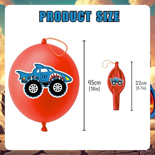 72 PCS Monster Truck Party Favors - 48 PCS Temporary Tattoos & 24 PCS Punch Balloons Combo - Birthday Gifts & Goodie Bag Fillers