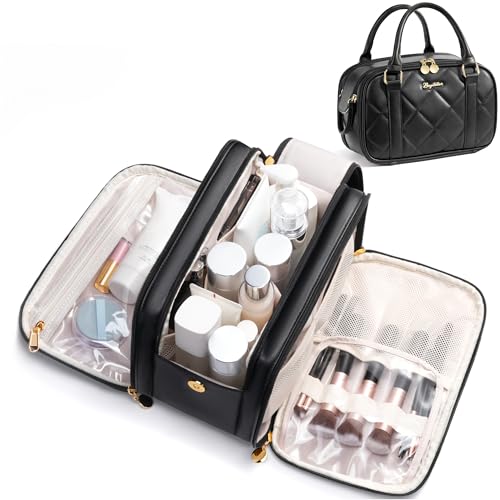 Bagstellar Large Capacity Travel Makeup Bag - Quilted Cosmetic Organizer