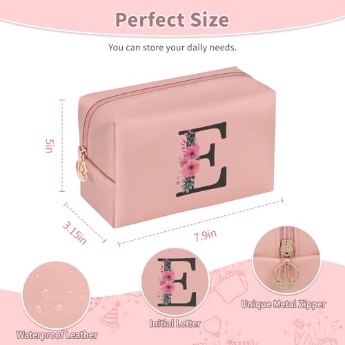 Personalized Initial Makeup Bag for Women, Small Cosmetic Organizer