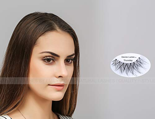 DESIRES LASHES Natural Wispy False Eyelashes, 5 Pairs, Clear Band