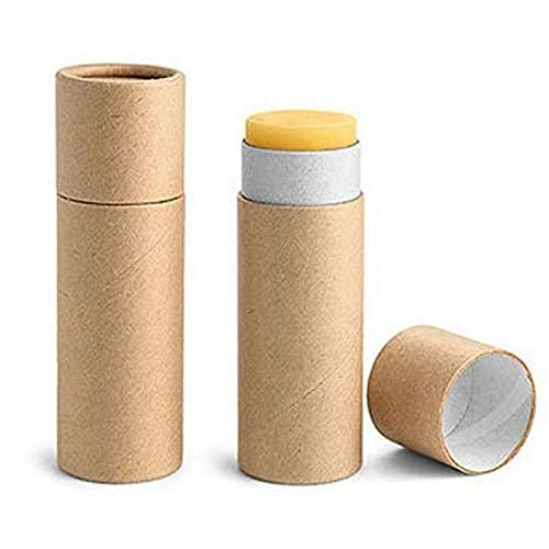 10 Pcs 1oz Cardboard Lip Balm Tubes Kraft Paper Lipstick Tube Empty Lip Gloss Containers Refillable Chapstick Container Round Paper Solid Tube for DIY Cosmetic Samples Lotion Deodorant,Brown