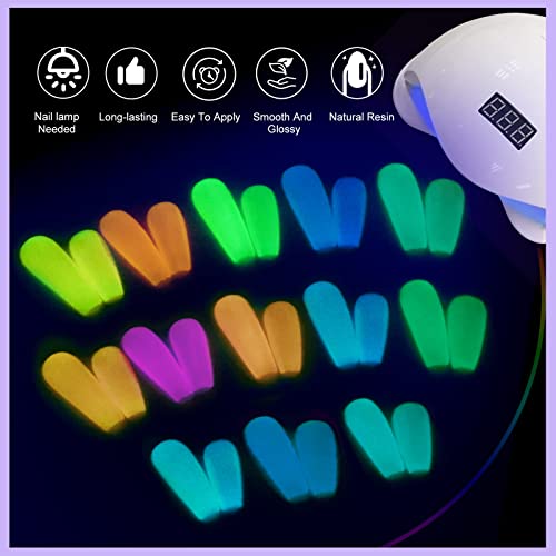 SAVILAND Glows in The Dark Gel Nail Polish Set - 12 Holiday Colors Luminous Neon Nail Gel Polish Set Cat Eye Polish Magnet Set 2024 5 in 1 Multi-Function Cat Eye Nail Magnet for Nails Easy Use Magnet