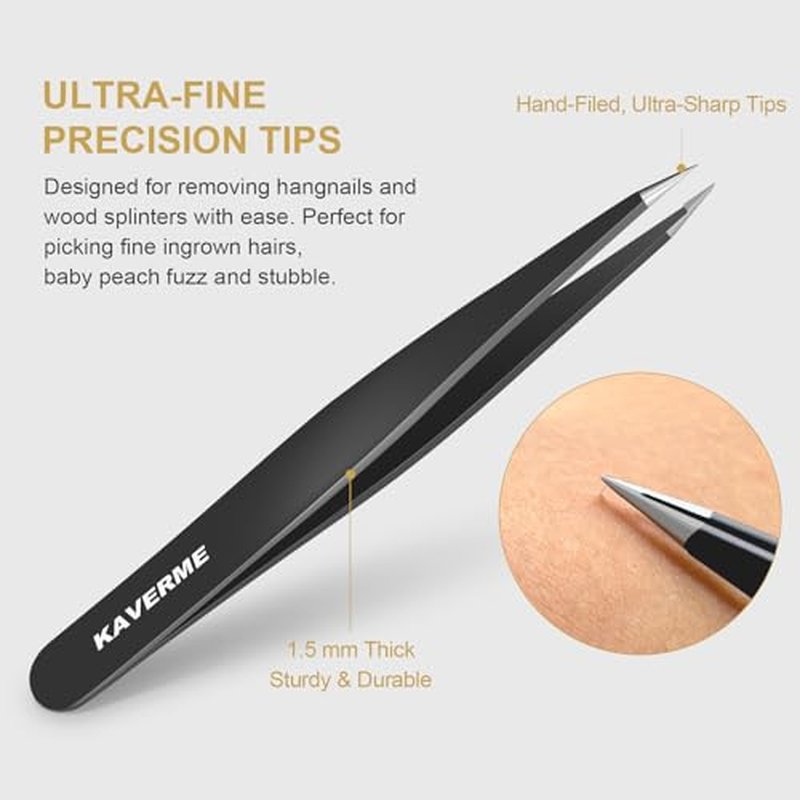 2-Piece Precision Tweezers Set – Slant & Point Tips for Eyebrows