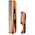 Kent 81T FOT Tortoiseshell Beard Pocket Comb Set for Men - Beard Kit for Travel and Home, Mustache Comb for Men, Mini Comb Beard Combs for Mens Grooming, Sawcut Hand polished Made in England
