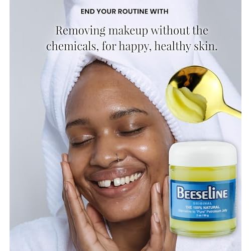 Beeseline Original - 100% Natural & Hypoallergenic Alternative to Petroleum Jelly - Lips, Hands, Baby, Makeup Remover and More (Glass Jar) (2 oz)