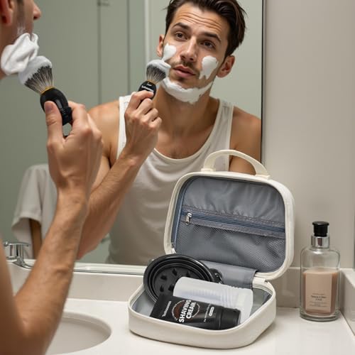 Travel Shaving Brushes Kit For Men, 4 In 1 Shaving Brush Set With Badger Hair Shaving Brush, Shaving Brush Case, Shaving Cream and Foldable Shaving Bowl For Trip