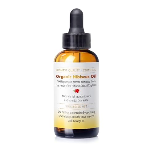 Nuvia Organics Hibiscus Oil, USDA Certified, Unrefined Virgin, Cold Pressed from Hibiscus Seeds, Use as a Moisturizer, Carrier Oil, DIY Products; 1oz
