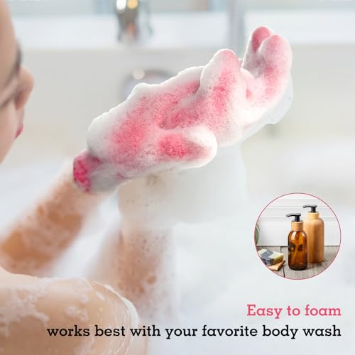 Exfoliating Gloves for Shower - Dual Texture Bath Loofah Gloves