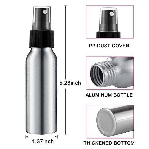 2oz Aluminum Fine Mist Spray Bottles Reusable Metal Atomizer Bottles Empty Small Spray Bottle Storage Travel Size with Black Pump for Cosmetic Perfume Toner Face Spray Essential Oil Storage(18 Pcs)