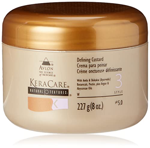 KeraCare Natural Textures Defining Custard - With Ayurvedic Botanicals - Moisturized, Well Defined Curls and Coils - Lasting Coils for Days