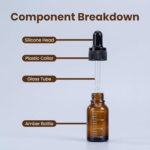 3Pcs 15ml Amber Glass Dropper Bottles Essential Oil