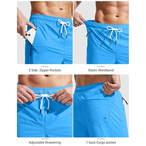 Viodia Men's Swim Trunks with Compression Liner Quick Dry Board Shorts Swimsuit Swimwear for Men with Zipper Pockets