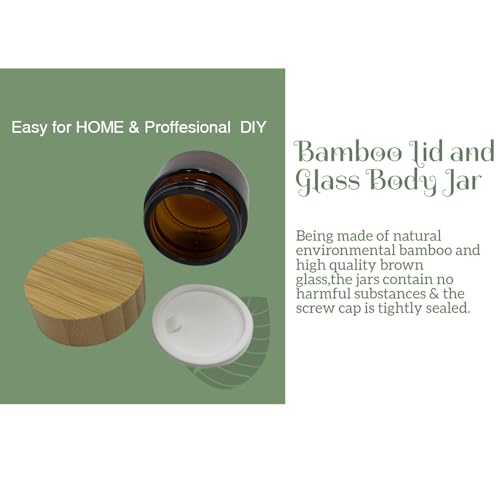 30ml Frosted Glass Cosmetic Jar 4-Pack with Bamboo Lids