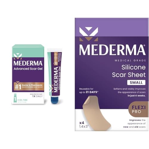 Mederma Scar Gel Treats Old and New Scars, 0.70oz and Silicone Scar Sheets Improves Scars Appearance, 4 Count