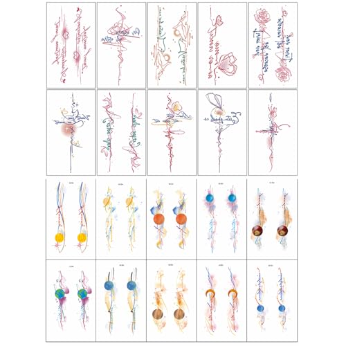 Ouliget 20-Pack Temporary Tattoos - Galaxy Universe & Butterfly Designs