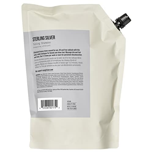 AG Care Sterling Silver Purple Toning Shampoo - Grey and Blonde Shampoo to Remove Brassiness and Yellow Tones, 33.8 Fl Oz Refill Pouch