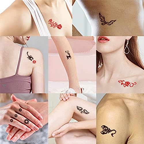 Henna Tattoo Stencils Kit Reusable for Man and Women, 423+PCS Tattoo Templates, Temporary Glitter Airbrush Tattoo Stencil