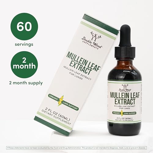 Organic Mullein Leaf Drops for Lung Support - Alcohol-Free, 2 oz