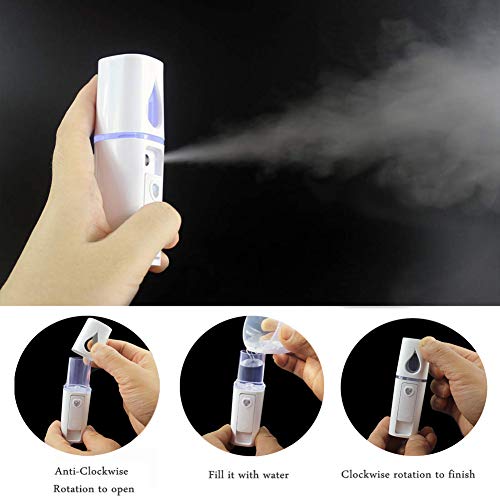 Portable Nano Facial Mister with Mirror & 20ml Water Tank - White