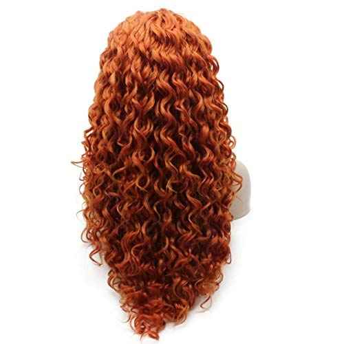 Iwonawig Long Curly Reddish Blonde Heat Friendly Wig Natural Looking Synthetic Lace Front Wig