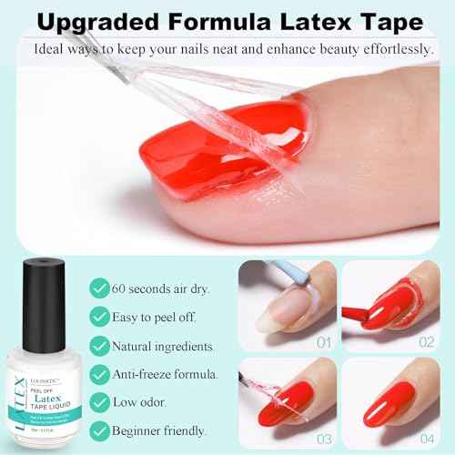 LOUINSTIC Nail Polish Remover & Liquid Latex Kit ? Low-Irritation Gel Remover & Skin-Protective Barrier, Fast 2?5 Minute Gel Removal, Natural Formula, No Foil Needed, 15 ml with Manicure Tools
