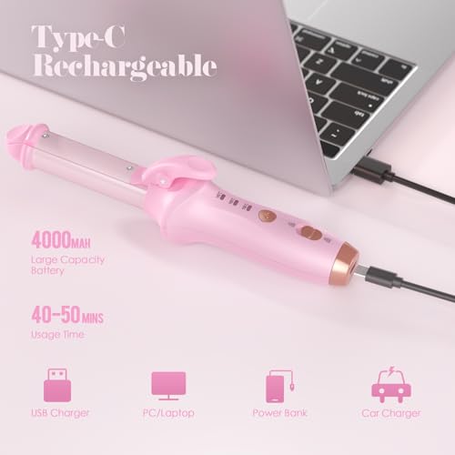 Cordless 2-in-1 Curling Iron & Straightener - 1 Inch Mini Travel Hair Styler