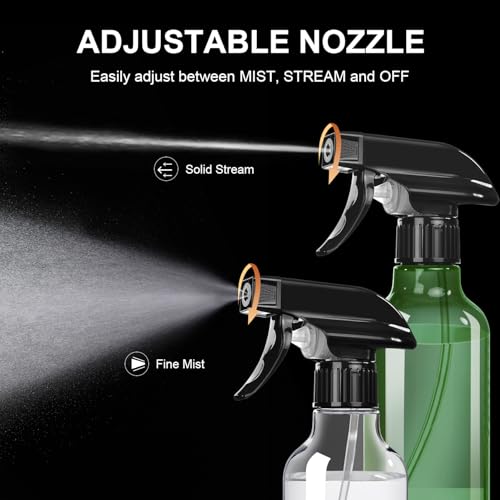 Heavy-Duty Spray Bottles 2-Pack - 10 Oz Mist & Stream Nozzle
