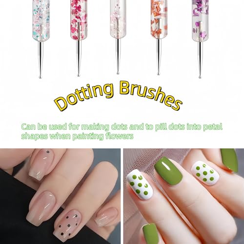Nail Art Tool Set with 5 Double-Ended Dotting Pens & 5 Nail Liner Brushes