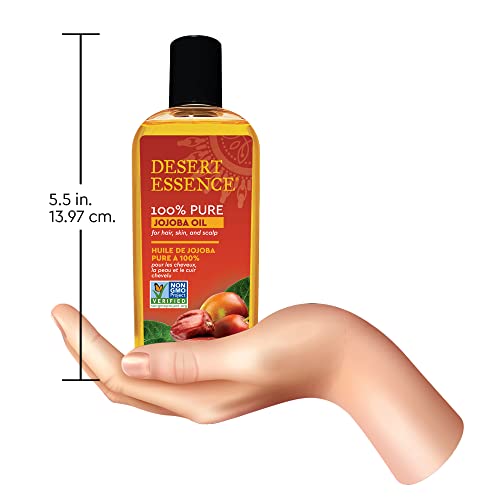 Desert Essence 100% Pure Jojoba Oil - 4 Fl Oz - Pack of 2 - Haircare & Skincare Essential Oil - All Skin Types - No Oily Residue - May Help Prevent Flakiness - Makeup Remover - Aftershave Moisturizer