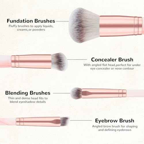 START MAKERS Makeup Brushes Dual Ended, 2Pcs Foundation Contour Concealer Brush Set for Blending Buffing Highlighting Setting, Professional Women Liquid Cream Powder Make up Brushes Set, Pink