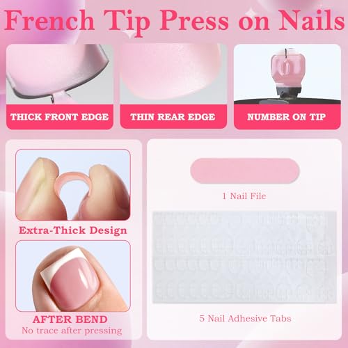 French Tip Press On Toenails - 150pcs Full Cover Fake Nails