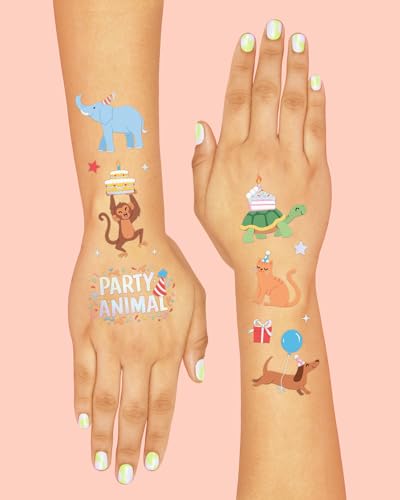 xo, Fetti Party Animal Temporary Tattoos - 60 Foil Designs