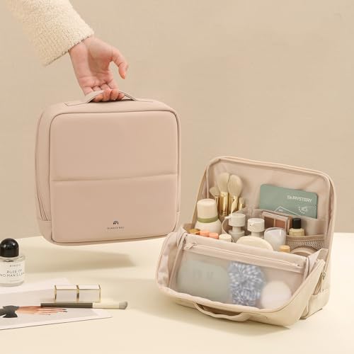 YLYZ Misty Pink Foldable Magnetic Travel Makeup Bag with Compartments for Women