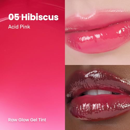 Hince Raw Glow Lip Tint StainGlazed Hibiscus 0.13 fl oz – Glossy, Non-Sticky, Hydrating Lip Gloss