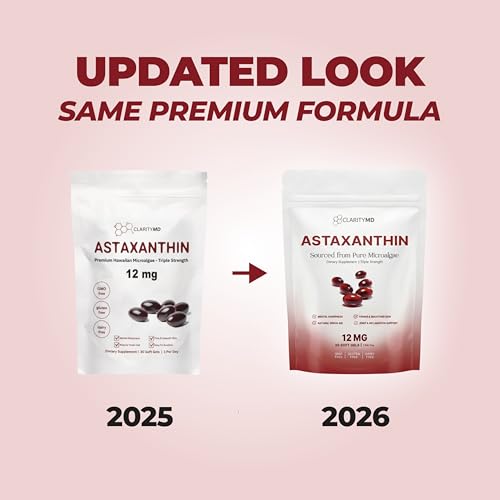 Astaxanthin 12mg Softgels – Natural Antioxidant for Joint, Vision & Cognitive Support – 90 Count