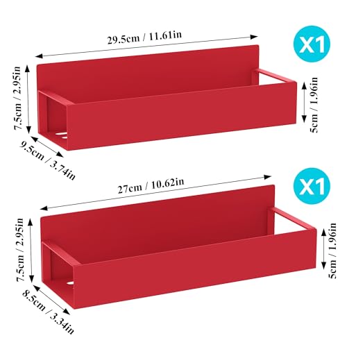 HuggieGems 2 Pack Magnetic Spice Storage Rack Organizer for Refrigerator and Oven, Red Fridge Organizers and Storage