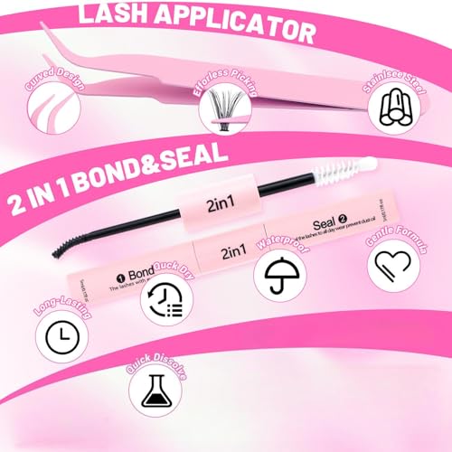 DIY Lash Extension Kit 280PCS Clusters 30D+40D with Bond & Seal