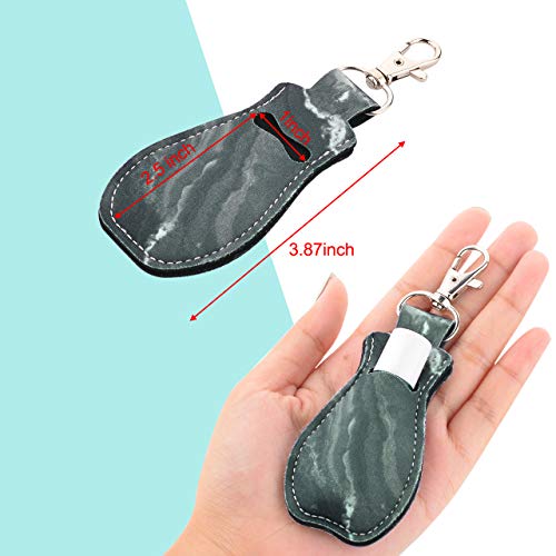 Neoprene Lip Balm Holder Keychain Clip - 4 Pack Marble