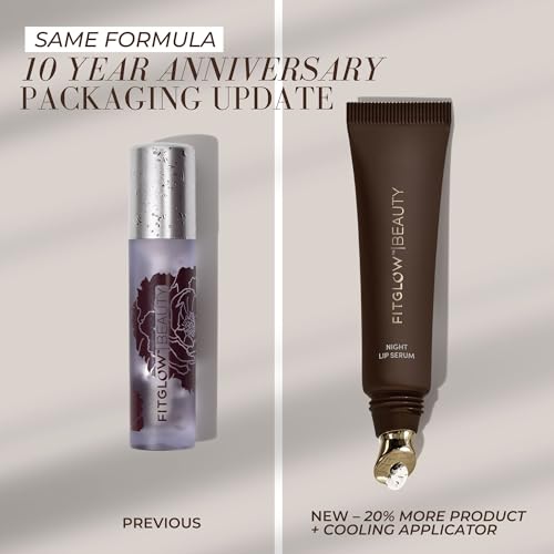 Fitglow Beauty Night Lip Serum 10 Year Anniversary Duo | Sleeping Mask | Plant-Powered Natural Overnight Mask Skincare | Hydrating Moisturizer for Dry Cracked Chapped Lips | 2 (12g) Tubes, Clear