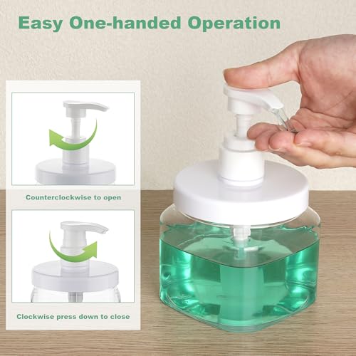 Pump Bottle Dispenser 4 Pack 550ml/18.6oz Lotion Dispenser Wide Mouth Plastic Refillable Lotion Pump Bottles Empty Bathroom Shower Containers for Hand Wash Shampoo Conditioner(Clear)