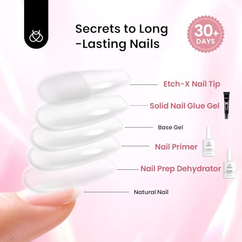 Beetles Gel Nail Kit Short Almond with Dehydrator & Primer - B-Almond S 576pcs