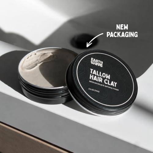 Earth Wave Tallow Hair Clay – Medium Hold Matte Finish, 2.5 oz