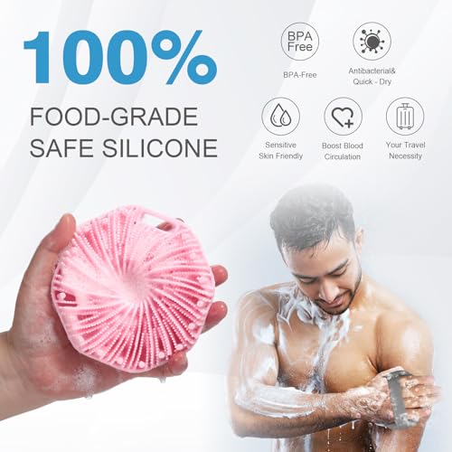 Silicone Body Scrubber Set - 2 Pack Exfoliating Shower Brush