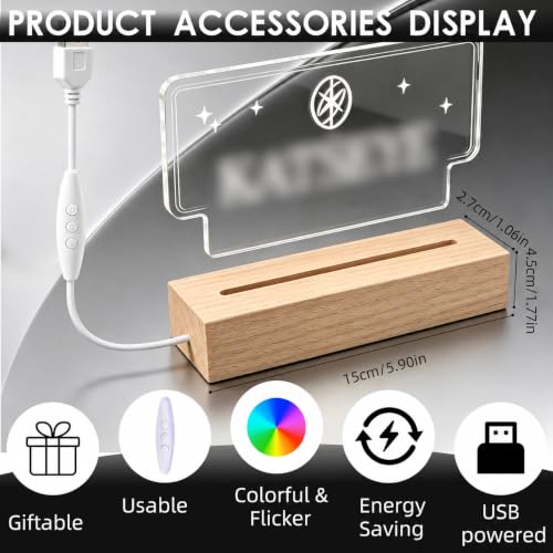 7-Color LED Neon Night Light with USB & Wood Base