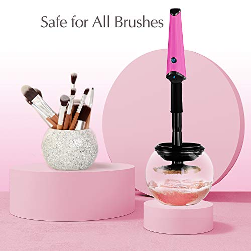 Luxe Electric Makeup Brush Cleaner, Pink, USB Charging Station, 3 Adjustable Speeds, Cleaner to Instantly Wash and Dry Your Makeup Brushes (Pack of 2)