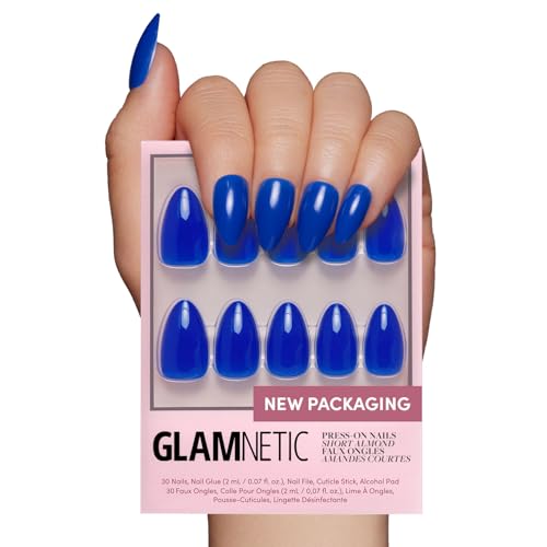 Glamnetic Cobalt Blue Press-On Nails - Short Almond 30 Kit